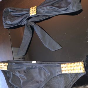 Black studded gold bikini
